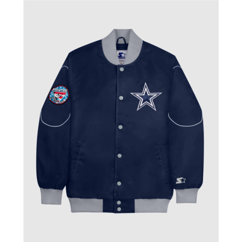 Starter mens dallas cowboys snap-front bomber jacket in navy