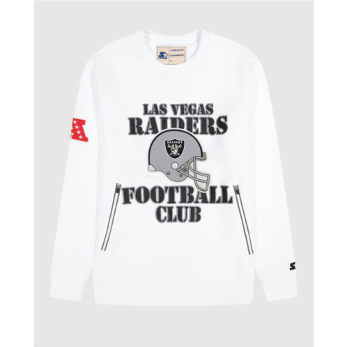 Starter mens las vegas raiders crew neck sweatshirt with zip pockets in white