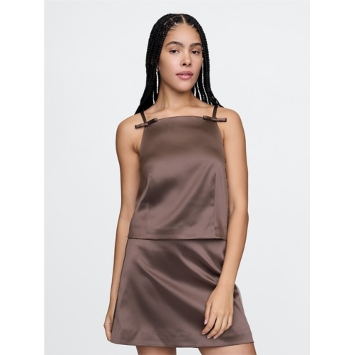 Gap Satin Square-Neck Bow Top