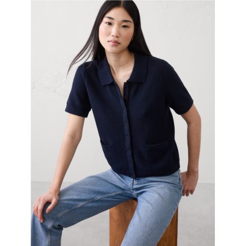 bananarepublic Textured Button-Down Polo Sweater