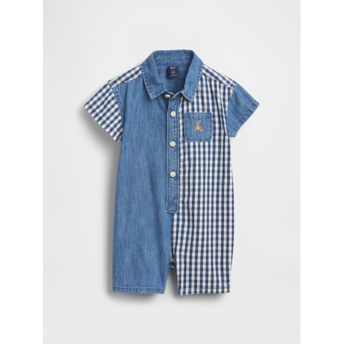 Gap Baby Gingham Denim Colorblock Shorty One-Piece