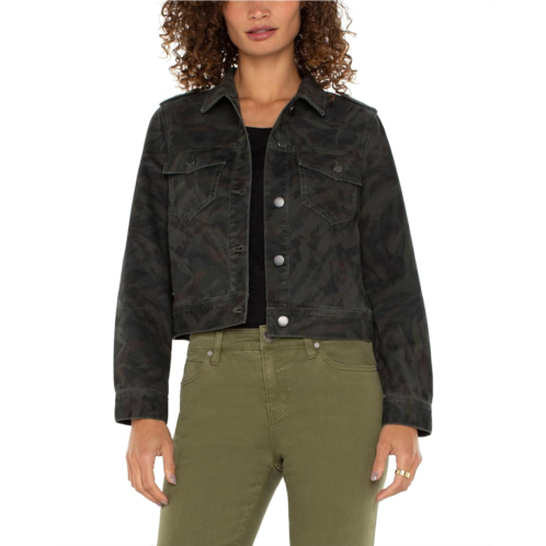 Liverpool Los Angeles Military Crop Jacket Ecru Rigid Denim