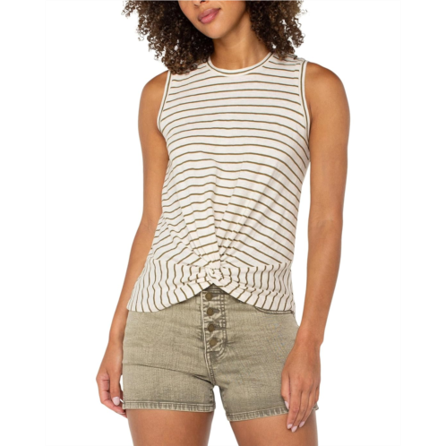 Liverpool Los Angeles Sleeveless Crew Neck Twist Front Knit Top with Miter Back