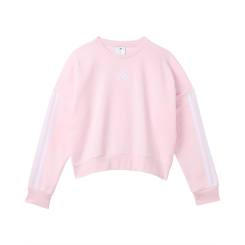 adidas Kids 3-Stripes Crew Neck Heather Fleece Pullover (Big Kid)