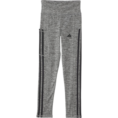 adidas Kids 3 Stripe Melange Cellphone Pocket Leggings (Big Kid)