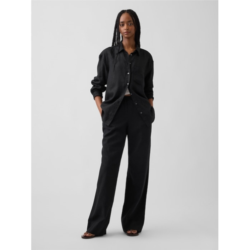 Gap Linen-Blend Easy Wide-Leg Pants