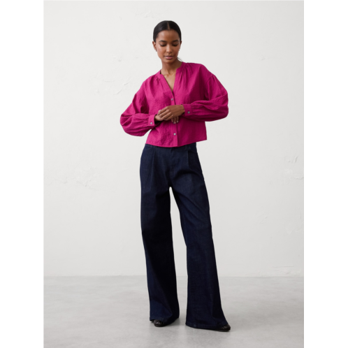 bananarepublic Jacquard Puff-Sleeve Top