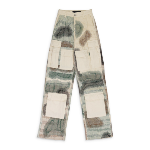Who Decides War ivory camouflage embroidery pants