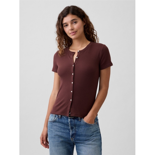 Gap Ribbed Button-Up Top