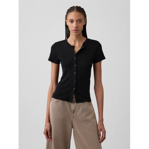 Gap Ribbed Button-Up Top