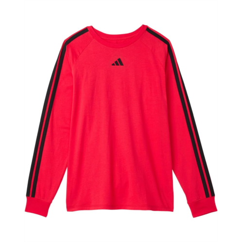 Adidas Kids Small Embroidered Logo 3-Stripes Tee (Big Kid)