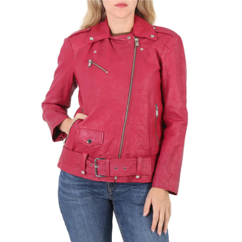 Michael Kors ladies crinkled leather moto jacket