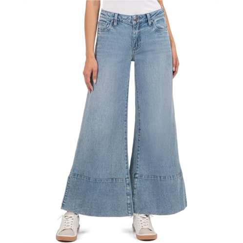 KUT from the Kloth Goldie Mid-Rise Super Flare-Wide Hem With Slit In Famous