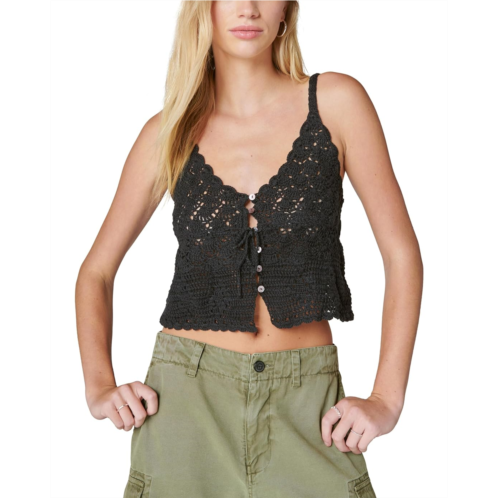 Womens Lucky Brand Crochet Tie Front Tank