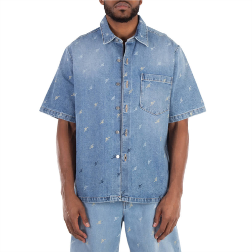 Axel Arigato miles logo print cotton denim shirt