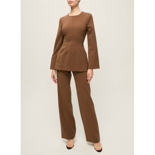 Veronica Beard carys straight leg pant in walnut