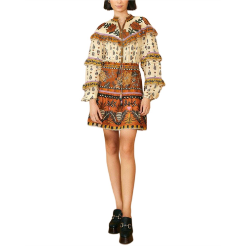 FARM Rio ainika floral beige ruffled mini dress
