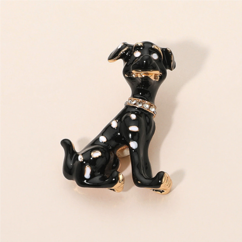 FASHNZFAB gold dipped enamel spotted dog pin brooch