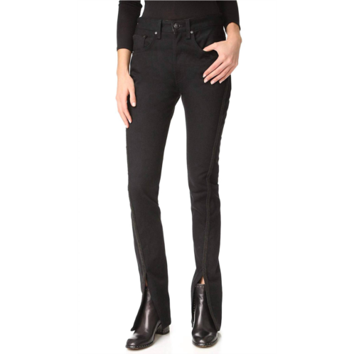 Rag & Bone regalia ankle front slit high rise classic jeans in black