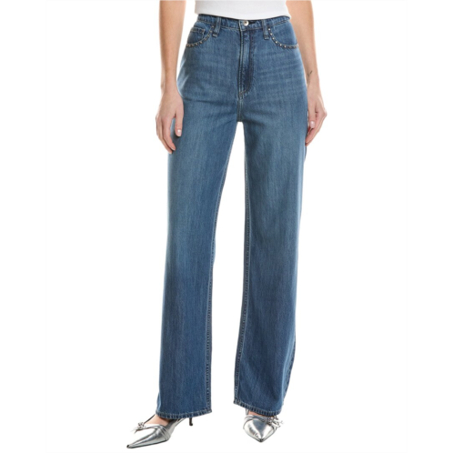 Rag & bone lori mid-rise acworth stud wide leg jean
