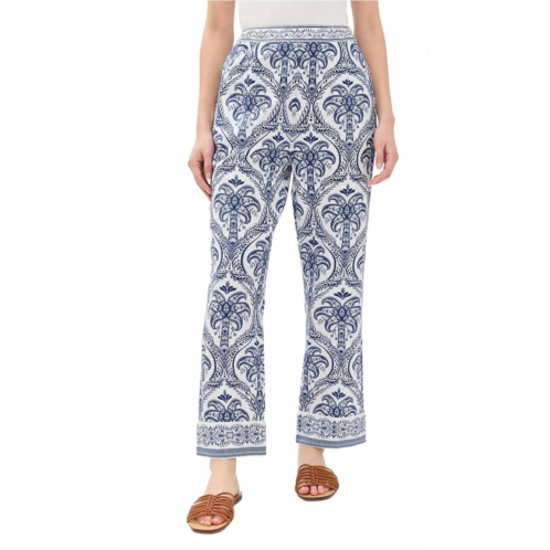 FARM RIO tropical pajama pants in blue/white
