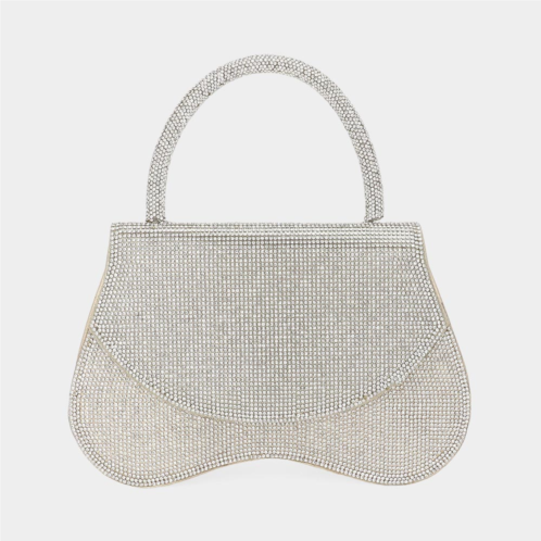 FASHNZFAB bling studded flat top handle flap evening bag / crossbody bag