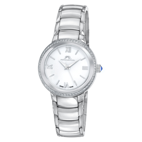 Porsamo Bleu luna womens topaz silver tone bracelet watch with enamel dial 1181elus