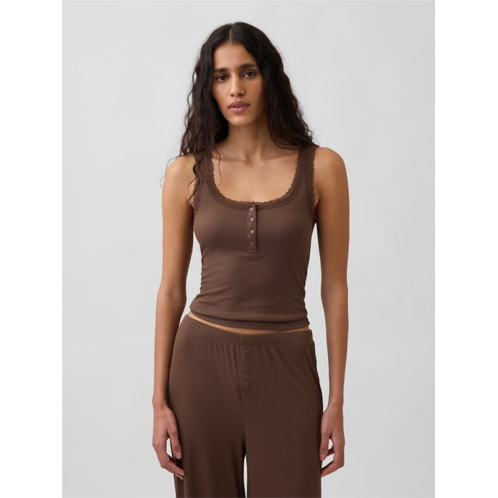 Gap Mini Rib Lace Henley PJ Tank Top