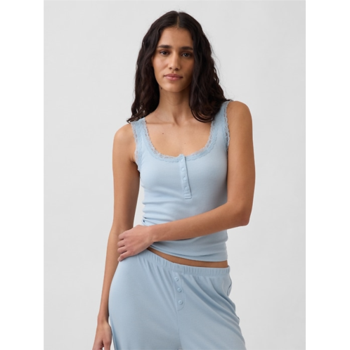 Gap Mini Rib Lace Henley PJ Tank Top