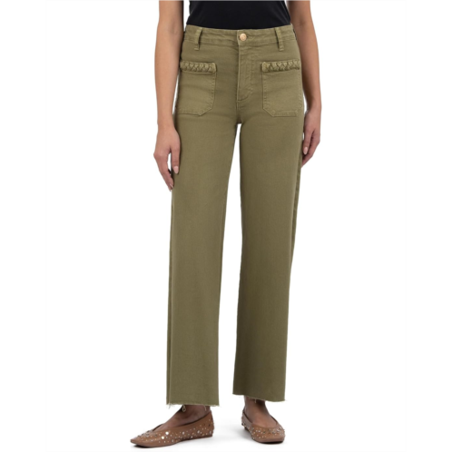 KUT from the Kloth MEG HIGH RISE WIDE LEG -FRONT PATCH POCKETS WITH BRAID