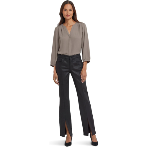 NYDJ Coated Marilyn Front Slit Straight Jeans in Black Coated