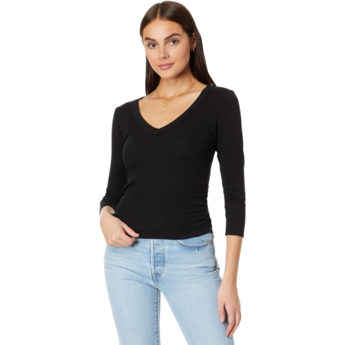 Womens Michael Stars Enid 3/4 Sleeve V-Neck Crop Tee