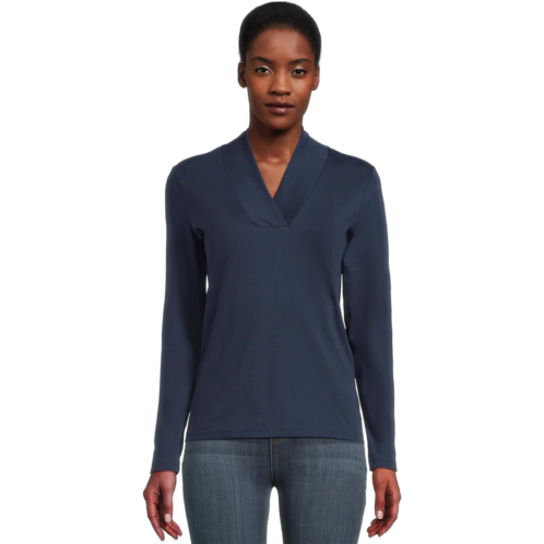 L.L.Bean Womens LLBean Pima Shawl Long-Sleeve Cotton Tee