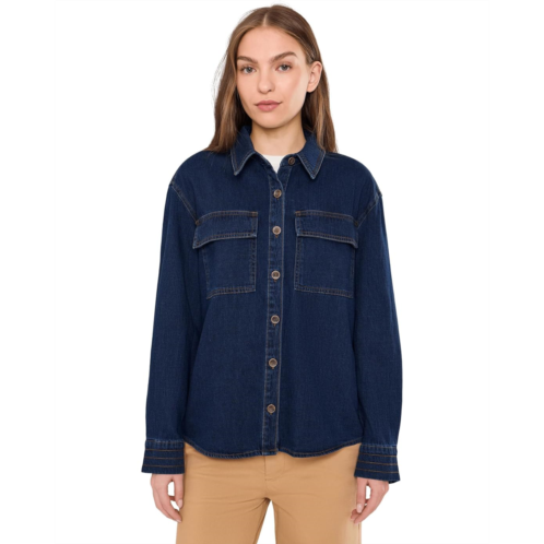 Womens KUT from the Kloth Channing-Button Front Shirt Long Sleeve with Contrast Thread