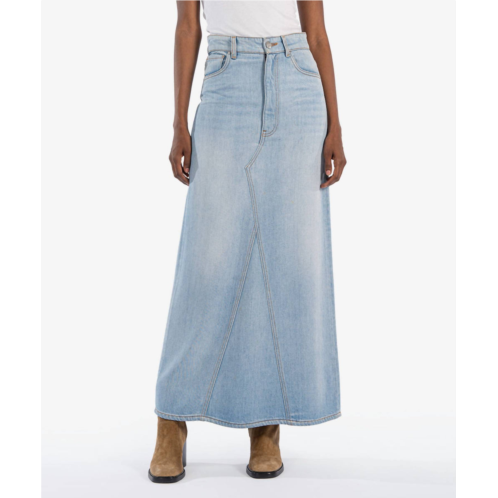 KUT FROM THE KLOTH annalise maxi skirt in light wash