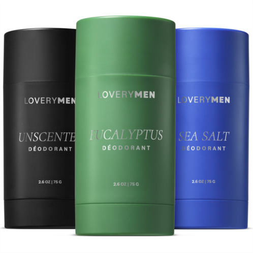 Lovery sea salt eucalyptus mens unscented anti-perspirant deodorant stick 3-pc. aluminum free deodorants