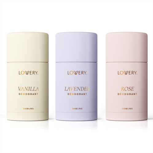 Lovery vanilla lavender rose deodorant stick 3-pc 24hr control deodorants gift set