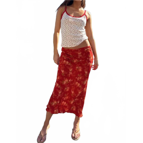 Never fully dressed floral midi skirt in red