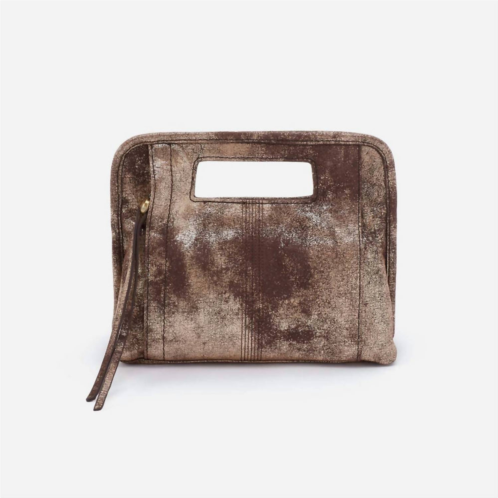 HOBO womens ace clutch bag in cocoa platinum