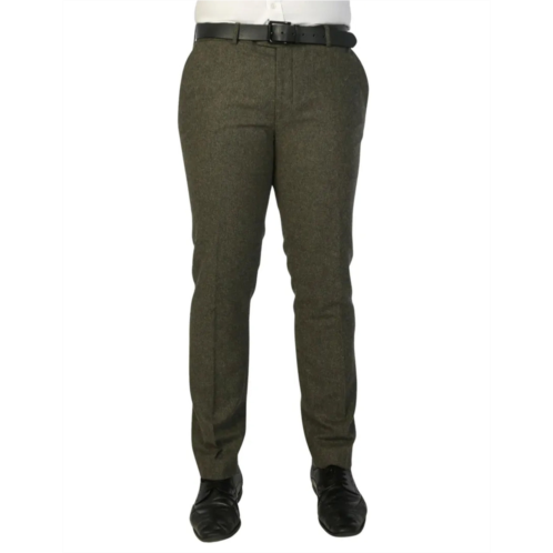 Oliver Tweed (Infinity Leather) mens olive green wool blend Tweed formal trousers