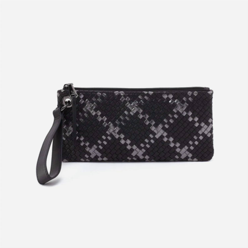 HOBO vida wristlet in black metallic woven