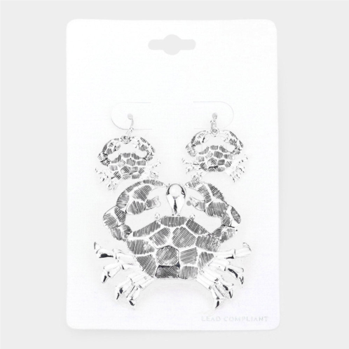 FASHNZFAB textured crab pendant set - antique silver