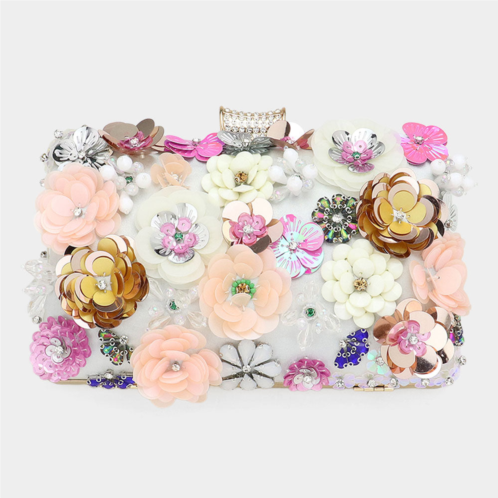 FASHNZFAB sequin flower embellished clutch / evening bag