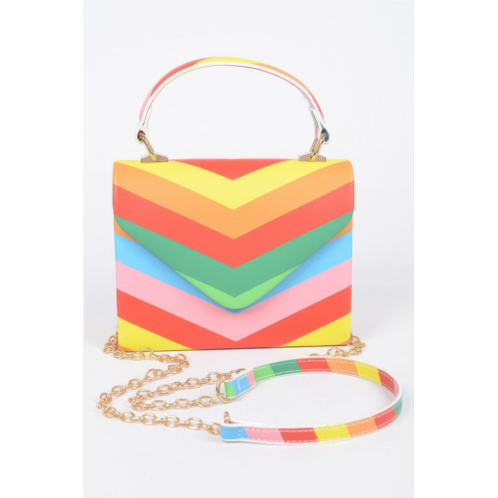 FASHNZFAB rainbow print top handle clutch