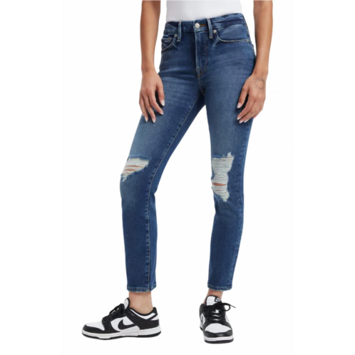GOOD AMERICAN legs ripped high waist cigarette jeans in indigo227