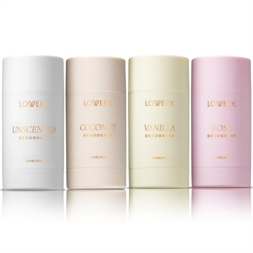 Lovery vanilla coconut rose womens unscented aluminum free deodorant stick gift set 4pc