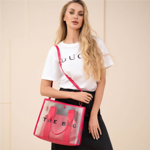 FASHNZFAB the bag optic transparent structured tote crossbody bag