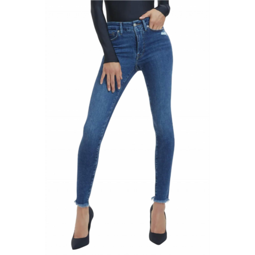 GOOD AMERICAN raw hem skinny legs jeans in indigo