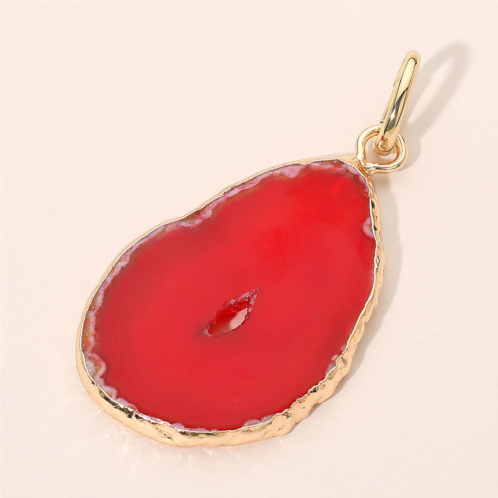 FASHNZFAB natural cutout center oval geode slice pendant - red