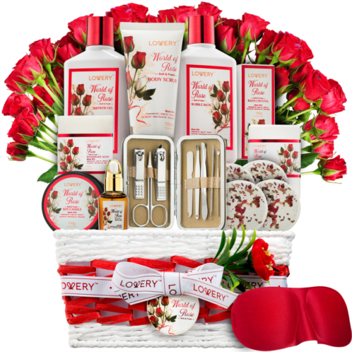 Lovery red rose spa gifts stress relief selfcare kit 35 piece